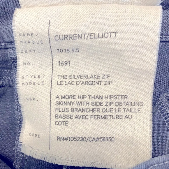 Current/Elliott Women’s Hipster Skinny Side Zip Jeans - Picture 7 of 8